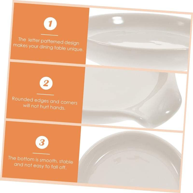 Ciieeo 2Pcs Elegant Ceramic Spoon Rest Compact Spoon Tray for