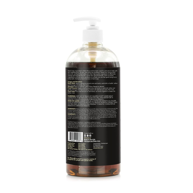 Dr. Natural Pure Black Liquid Soap 2-pack (Black, 64oz)