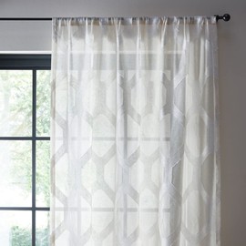 Fusion - Single Net Curtain for Windows W55 x L72 (140 x 182cm) - Voile Curtain for Bedroom/Living Room - Modern Geometric Net Curtain - Linara Collection