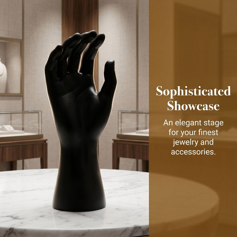 Black Mannequin Hand Ring Display Holder for Men Jewelry,Stable Hand