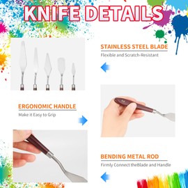 5pcs Palette Knife,Stainless Steel Spatula Palette Knife set, Pallet Knife,Painting Knives,Oil Painting Accessories for Oil, Canvas, Acrylic Painting By EGYPAMID