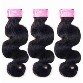 Unipearl Wavy Human Hair Bundles Hair Extensions Weave Hair Extensions 20 cm (8 8 8 Inches) Body Wave Weft Extensions Real Hair for Sewing Natural Black