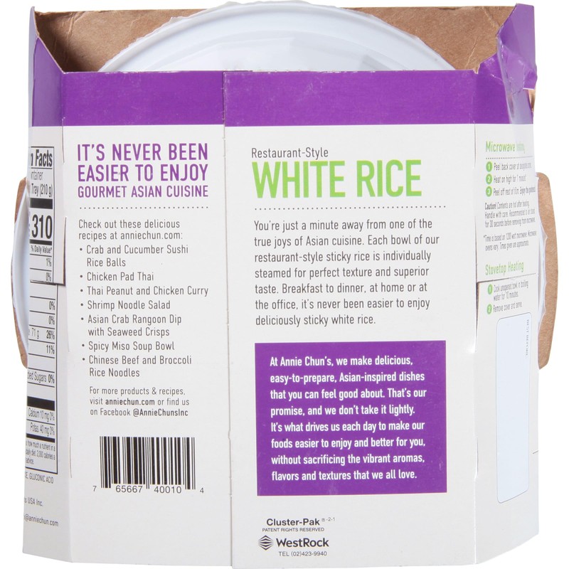 Annie Chun's - Cooked White Sticky Rice: Instant, Microwaveable, Gluten