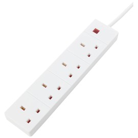 PRO ELEC 4 Gang Extension Lead with Neon 1m, White