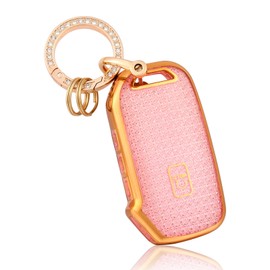 OFF WE GO for Kia Key Fob Cover with Keychain, Soft TPU Key Case Protection Compatible with Kia K5 Cerato Ceed Forte NIRO Sorento Seltos Sportage Soul Telluride Smart Car Key, Pink
