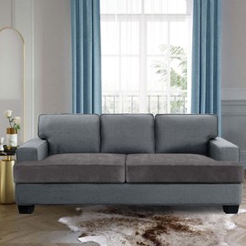 H.VERSAILTEX Stretch Velvet 2 Piece T Cushion Sofa Slipcovers Individually Sofa Cushion Covers for 2 Cushion Couch Seat Cushion Covers for Sofa Seat Cushion Covers Stay in Place (Sofa, Grey)