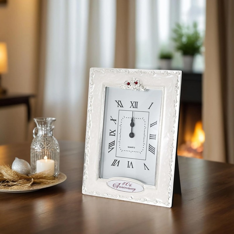 Happy Homewares Traditional 40th Anniversary Clock in White Epoxy with