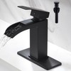 Waterfall Bathroom Faucet Black - Single Handle Bathroom Sink Faucets