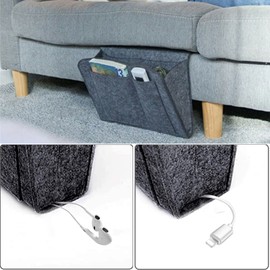 YULIAO Bedside Bag Organiser, Felt Bed Organiser, Sofa Organiser Pockets, Remote Control Bed Bag, for Home, College, Dorm, Bunk Bed, Hospital Bed, Cot Bed Rail