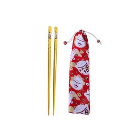 DMtse Cute Lucky Cat Chopsticks With Lucky Cat Bag Exquisite Gift Reusable Natural Wooden Chopsticks Chinese Chop Stick Gift Set For Business Anniversary Birthday Perfect Gift