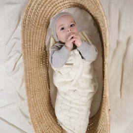 LAWKUL Cellular Blanket Baby 100% Cotton Knitted Soft Knit Crochet Blankets for Newborn Boy Girls Toddler 100x80cm White