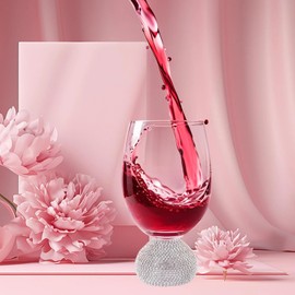 Stemless Red Wine Glasses set of 4,15 Oz Lead-Free Clear Crystal Drinking Glass, Hand Blown White Wine Glasses,for Home Bar, Party, Birthday,Gifts Women (Silver Red wine glass)