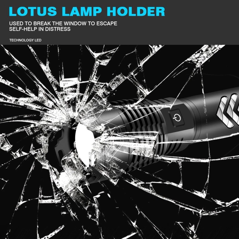 Garberiel Super Bright 900000Lumens XHP160 LED Flashlight Rechargeable Powerful Zoom