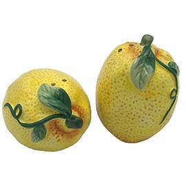 Certified International 23136 Citric Lemon Design Ceramic Salt & Pepper Shaker Set