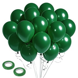 Dark Green Balloons 12 inch, 160pcs Green Ballons with Ribbons Latex Party Balloons for St. Patrick's Day, Baby Shower, Jungle Forest Themed,Football, Christmas, Birthday Party Decoration