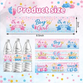 39 Pieces Baby Gender Reveal He or She Baby Water Bottle Labels Stickers Gender Reveal Shower Party Favors Decoration Waterproof Water Bottle Labels Wrappers
