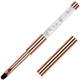 YCYAN 1Pcs Oval UV Gel Nail Brush Rhinestone Handle Professional Nail Art Tools Size 8 Rose Gold