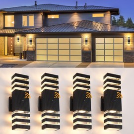 DARIISI Dusk to Dawn Outdoor Wall Lights, 4 Pack Modern Exterior Lighting Fixtures, Up and Down Porch Lights Outdoor Waterproof Sconces for House Garage Patio