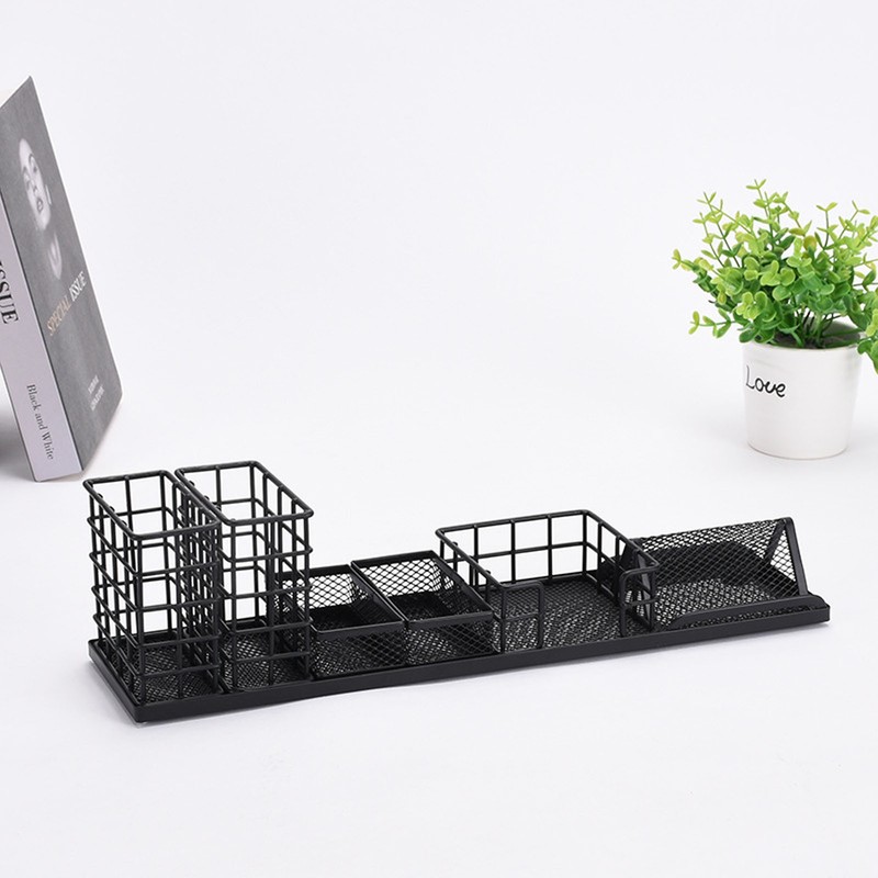 7pcs Mesh Desk Organizer Multi Functional Phone Holder Paperclip Storage