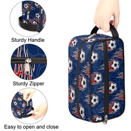 Kids Travel Toiletry Bag - Waterproof Hanging Dopp Kit for Boys Men - Fire Soccer Ball Large Shaving Bags for Toiletries Accessories Bathroom Stuff