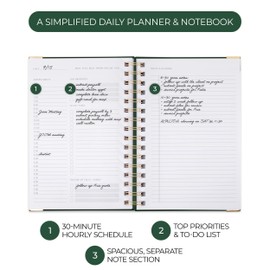 ZICOTO Aesthetic Daily Planner And Notebook With Hourly Schedule - Aesthetic Spiral To do List Notepad For Work/Home to Organize Tasks And Appointments - Stylish School/Office Supplies Book For Women