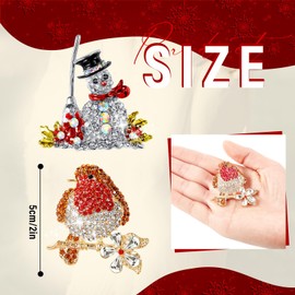 Otuuz 2 pcs 2 x 2 Inch Christmas Robin Brooch and Snowman Brooch Set Christmas Brooch Christmas Pin Bird Brooch for Xmas Women Girls Boutique Jewellery Gift