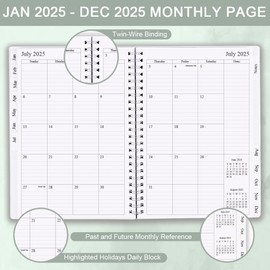 2025 Planner - Weekly & Monthly Planner Runs January 2025 to December 2025, 6.25" x 8.25", 12 Monthly Tabs, 14 Notes Page, Inner Pocket, Flexible Cover with Twin-Wire Binding, Sunflower
