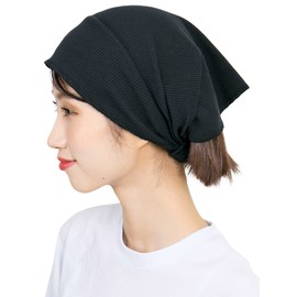 Zaction Hair Turban, Unisex, Waffle Wide Bandana, Hair Band, Made in Japan, black