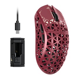 ATTACK SHARK R5 Ultra Carbon Fibre HyperSpeed Wireless Gaming Mouse, 39g Ultralight Mice, 2.4G/BT/USB-C Wired, PixArt PAW3950MAX Sensor, 8000Hz Wireless Polling Rate, 42KDPI, for Win/Mac - Red