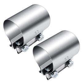 Dianrui 2PCS 2.25" Butt Joint Stainless Steel Clamp Band,2.25" Universal Widening Clamp Fit for Exhaust System, Muffler