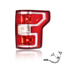 PIT66 Rear Tail Lamp Light,Compatible with Ford F150 2018 2019 2020 Red Lens Chrome Housing W/Bulbs and Wiring Harness Right Passenger Side