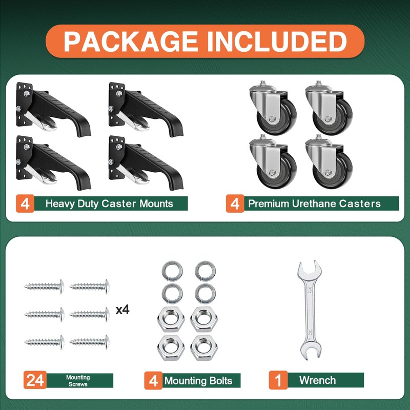 DOZAWA Workbench Casters Kit, 700 Lbs Retractable Casters Set of