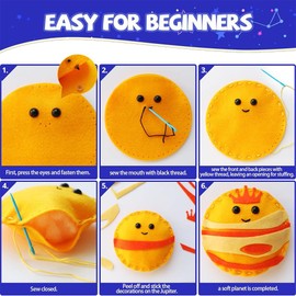 Aisamco 12Pcs Sewing Craft Kit for Kids,DIY Crafting and Sewing Set,Space Exploration Theme, Educational Sewing Kit for Beginner Children Boys and Girls