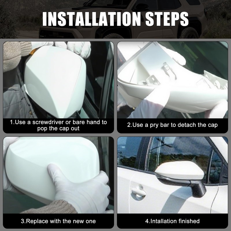 White Left Driver Side Replacement Mirror Cover Caps for 2020