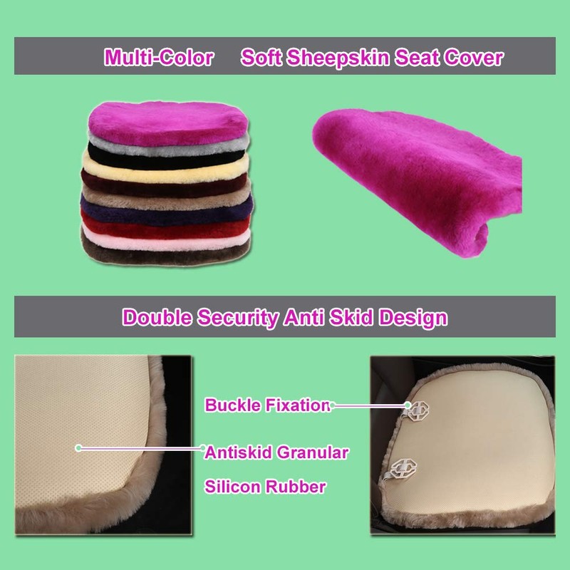 OGLAND 2 Pack Fluffy Genuine Australia Sheepskin Car Seat Cover