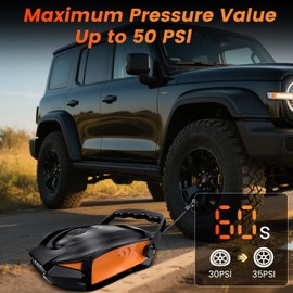 50PSI Paddle Board Pump Electric Portable, High Pressure Sup Pump - Dual Stage Inflation, Auto Shut Off and Deflate,12V DC Connector for Paddle Board/Car/Bicycle/Inflatable Bed (Battery Not Included)