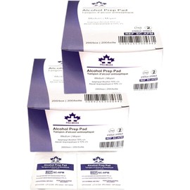 PODOCURE Alcohol Prep Pad | Sterile Wipes | Medium Size | 2-Ply Cotton 70% Isopropyl Individually Wrapped (400 Pads)