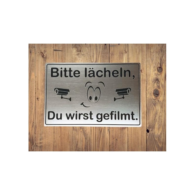 Sign Camera Surveillance Please Smile 15 x 10 cm Engraved