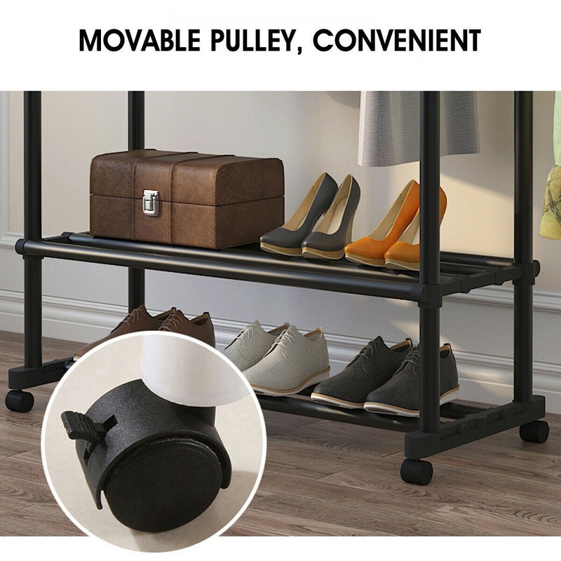 Unbranded Heavy Duty Clothing Garment Rack Rolling Clothes Organizer Double