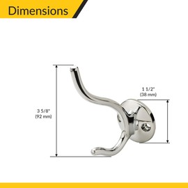 Brixwell QITG-001 Hat & Coat Hook, 38 x 75 x 92 mm (W x D x H) Polished Chrome Chrome Colored, Polished