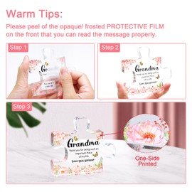 MOTONG Grandma Birthday Gifts with Gift Box, Gifts for Grandma, Christmas Acrylic Plaque Block Puzzle Shaped Beautiful Grandma Gifts 3.9x3.4inch Presents for Grandmother on Thanksgiving