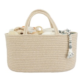 XUANGUO Organizador grande de pañales para bebé para niña y niño, cesta de almacenamiento portátil para cambiador, coche, viajes, baby shower, regalos de avena