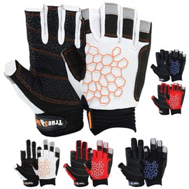 MRX BOXING & FITNESS Sailing Gloves Sticky Palm Gripy Glove Yachting Kayak Dinghy Fishing Short Finger Multi Colors (Black/White/Orange, M) | MRX BOXING & FITNESS