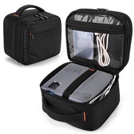 CURMIO Double Layer Projector Bag for Mini Projector, Projector Case Housing, Projector Carry Bag Compatible with DR.J/QKK and Other Mini Projectors and Accessories (Without Projector and