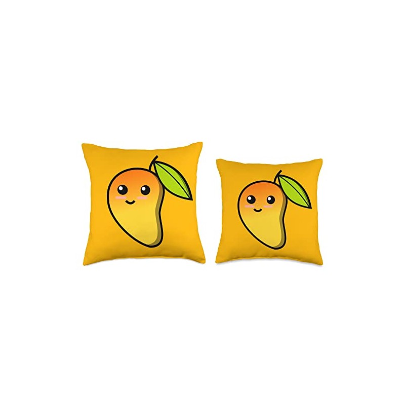 Happy Adorable Cute Orange Mango Throw Pillow