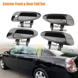NPAUTO Exterior Outside Door Handle Compatible with 2002 2003 2004 2005 2006 Nissan Altima, Black 80429 80430 80431 80432, Set of 4