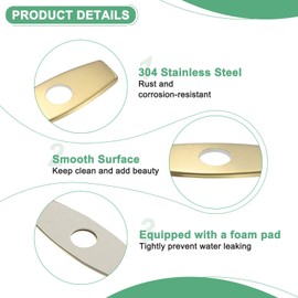 M METERXITY Faucet Deck Plate, 6 Inch Hole Cover Deck Plate for Bathroom/Kitchen Sink, 304 Stainless Steel Escutcheon Faucet Plate [Brushed Gold]