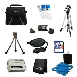 NB-10L 10 in 1 battery Kit 8GB SD Card & Reader, Card Wallet, 60 Tripod & Mini Table-top Tripod, Deluxe Bag, Cleaning Kit, Screen Protectors for Canon Powershot SX40 SX50 G15 G16 G1X