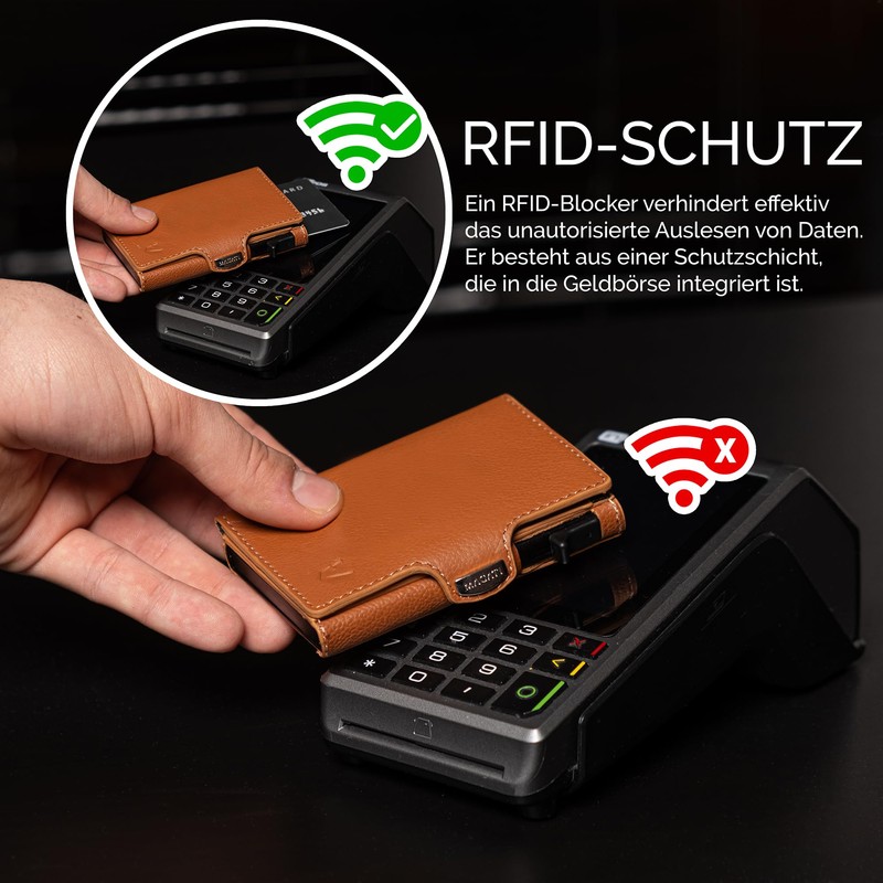 MAGATI Zani Slim Wallet with AirTag Leather Case, Includes Lost