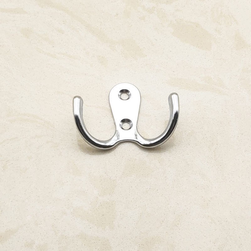 Yesmin 6 Pcs Double Prong Robe Hooks, Dual Coat Hooks
